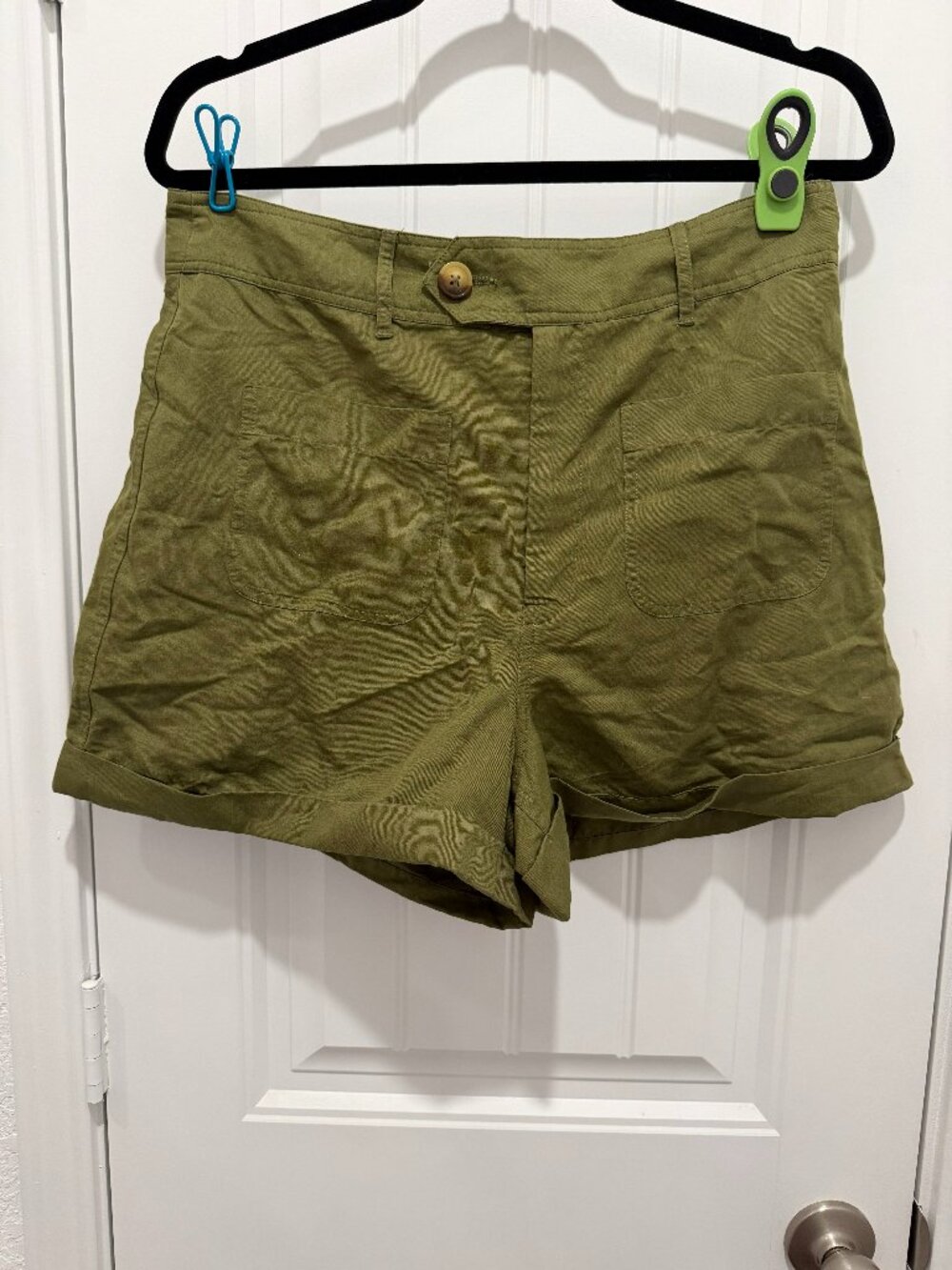 Vineyard Vines Olive Green High Rise Utility Shorts Size 8 Cuffed Hem